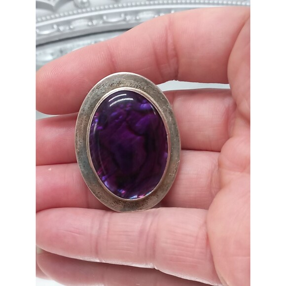 Bruce Wood Navajo Paua Shell Pendant Brooch Combo Sterling - Picture 3 of 7